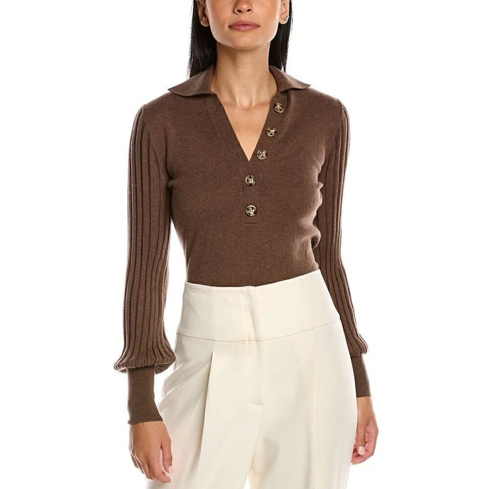 Nicholas Basma 70s collar ribbed wool and cotton-blend polo sweater